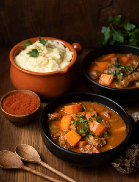 delicious goulash stew table