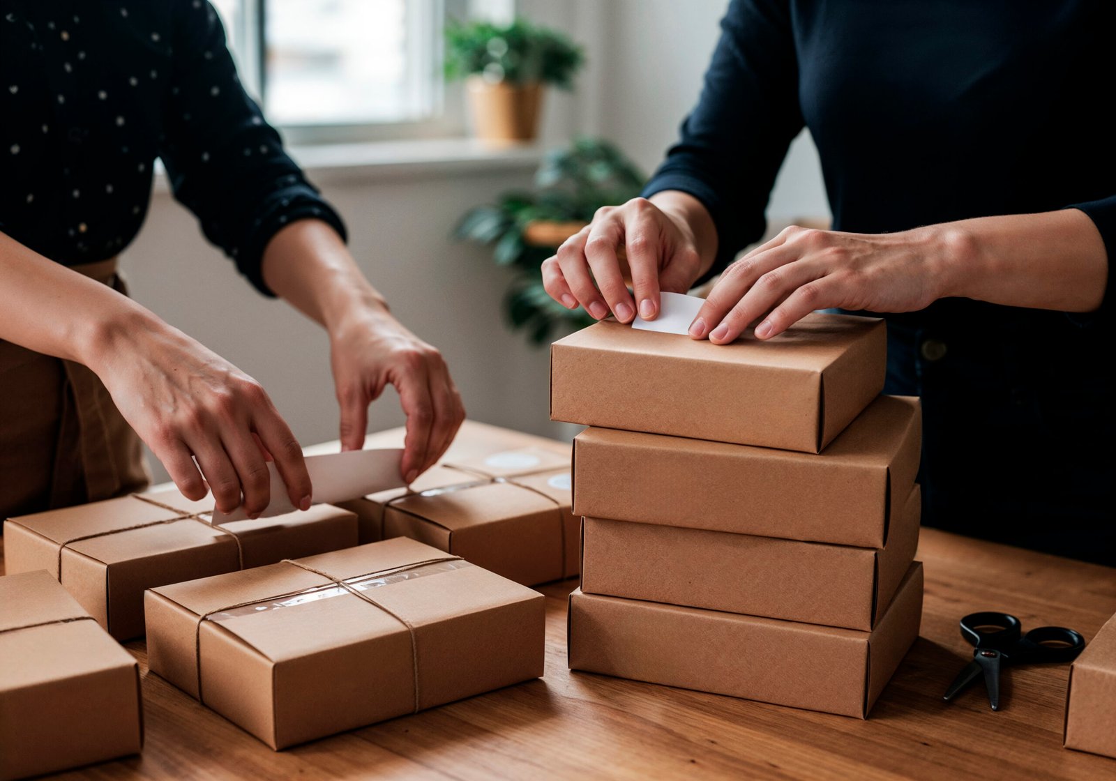 small business owners packaging orders